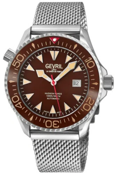 Pre-owned Gevril Men's 48848b Hudson Yards Diver Swiss Automatic Stainless Steel Watch