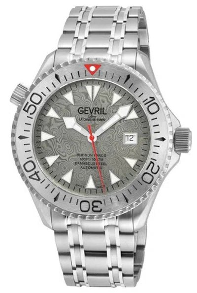 Pre-owned Gevril Men's 48852b Hudson Yards Diver Damascus Dial Automatic Swiss Watch
