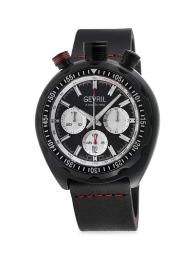 Gevril Men's Canal Street 48mm Stainless Steel Tachymeter Automatic Chronograph Watch In Black
