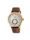 GEVRIL MEN'S EMPIRE 40MM IP GOLDTONE STAINLESS STEEL & LEATHER STRAP CHRONOGRAPH WATCH