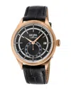 Gevril Men's Empire Swiss Automatic Black Leather Watch 40mm