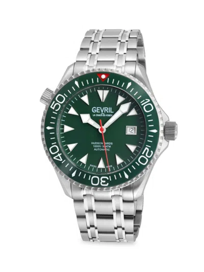 Gevril Men's Hudson Yards 43mm Stainless Steel Automatic Watch In Green