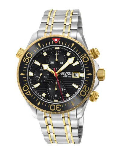Gevril Hudson Yards Chronograph Automatic Black Dial Men's Watch 48812b In Two Tone  / Black / Gold Tone / Yellow