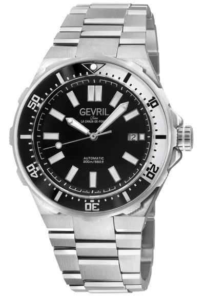 Gevril Men's Ticonic 316l Stainless Steel Case, Black/white Glass Bezel, Black Enamel Dial, 316l Stainless  In Metallic