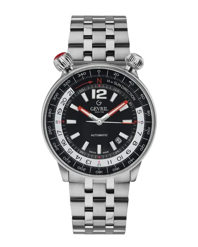 Gevril Wallabout Automatic Black Dial Men's Watch 48561 In Red   / Black