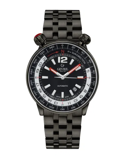 Gevril Wallabout Automatic Black Dial Mens Watch 48562 In Red   / Black