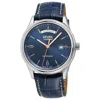 Gevril Men's Excelsior Swiss Automatic Blue Leather Watch 42mm In Blue