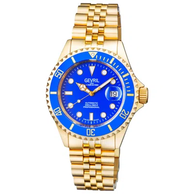 Gevril Men's Wall Street 43mm Goldtone Stainless Steel Swiss Automatic Bracelet Watch In Black