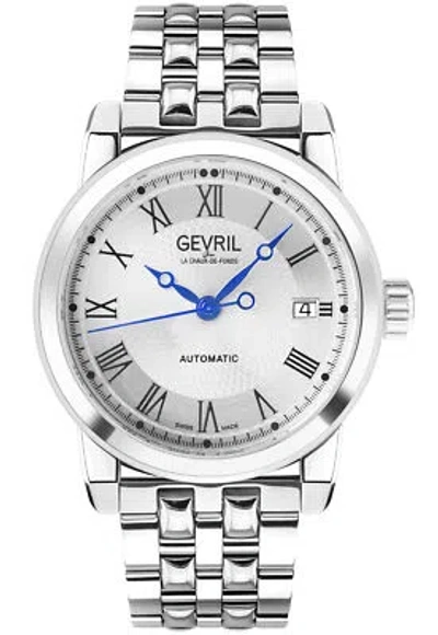 Pre-owned Gevril Mens 2572 Madison Swiss Automatic Selitta Exhibition Caseback Steel Watch