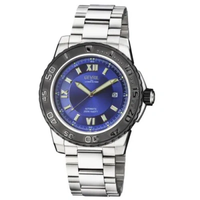 Pre-owned Gevril Mens 3127b Seacloud Swiss Automatic Diver Limited Edition Blue Dial Watch