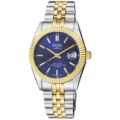 Pre-owned Gevril Mens 48904 West Village Swiss Automatic Sellita Exhibition Date Watch
