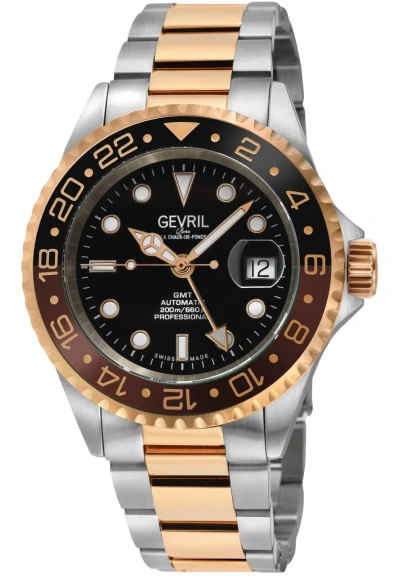 Pre-owned Gevril Mens 4957a Wall Street Ceramic Bezel Date Swiss Automatic Gmt Sw330 Watch