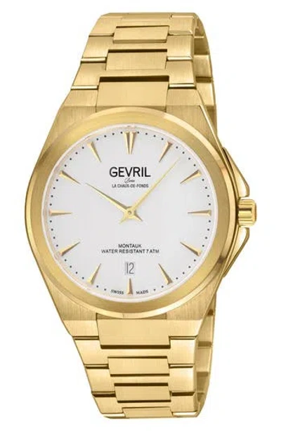 Gevril Montauk Stainless Steel Bracelet Watch, 40mm In Orange