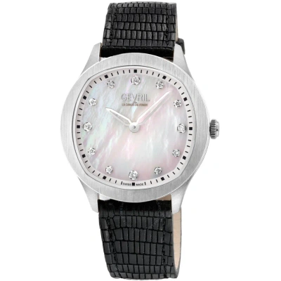 Gevril Morcote Diamond Mother Of Pearl Dial Ladies Watch 10041 In Black / Mop / Mother Of Pearl