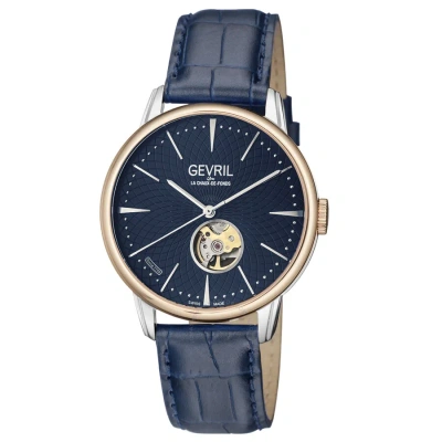 Gevril Mulberry Automatic Blue Dial Blue Leather Men's Watch 9605 In Berry / Blue / Gold Tone / Rose / Rose Gold Tone