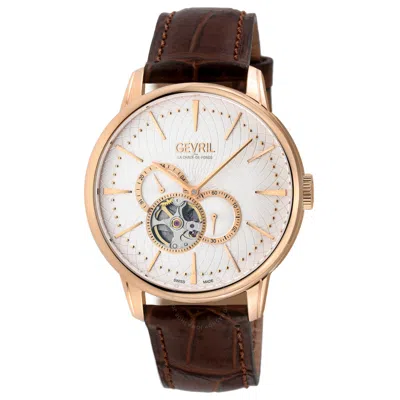 Gevril Mulberry Automatic White Dial Men's Watch 9612 In Berry / Brown / Gold Tone / Rose / Rose Gold Tone / White
