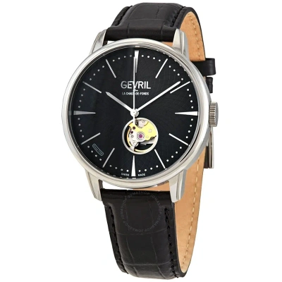Gevril Mulberry Open Heart Automatic Men's Watch 9600 In Berry / Black