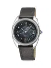 GEVRIL PALERMO 35MM STAINLESS STEEL, DIAMOND & LEATHER STRAP WATCH