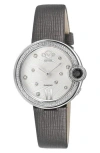 Gevril Gv2 Perugia Diamond Leather Strap Watch, 33mm In Gray
