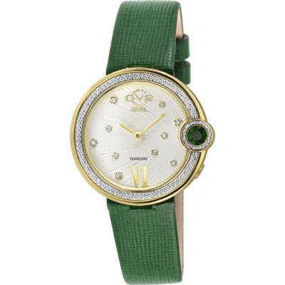 Gevril Perugia Diamond Leather Strap Watch, 33mm In Green