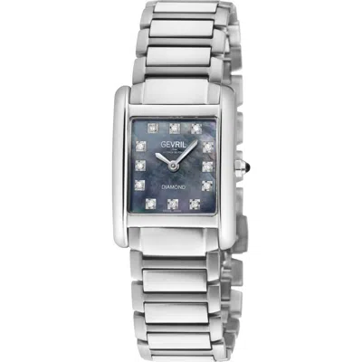 Gevril Regina Diamond Mother-of-pearl Bracelet Watch, 26mm X 35mm In Silver