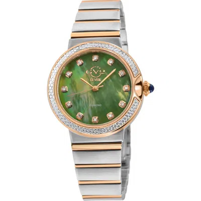 Gevril Sorrento Swiss Quartz Diamond Two-tone Bracelet Watch, 32mm In Silver
