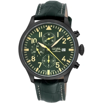 Gevril Vaughn Chronograph Automatic Black Dial Men's Watch 47104 In Green