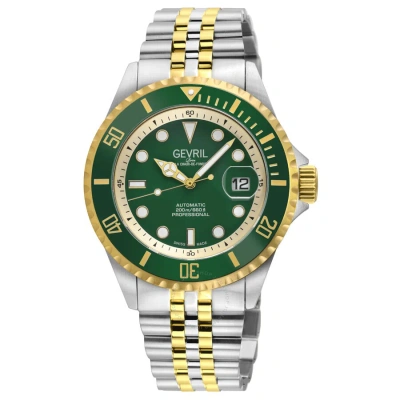 Gevril Wall Street Automatic Green Dial Men's Watch 41857b In Two Tone  / Gold Tone / Green / Yellow