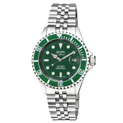 Gevril Wall Street Automatic Green Dial Men's Watch 4859b In Metallic