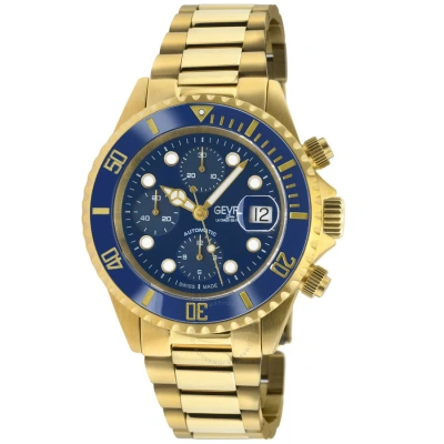 Gevril Wall Street Chrono Chronograph Automatic Blue Dial Men's Watch 4153a In Blue / Gold Tone / Yellow