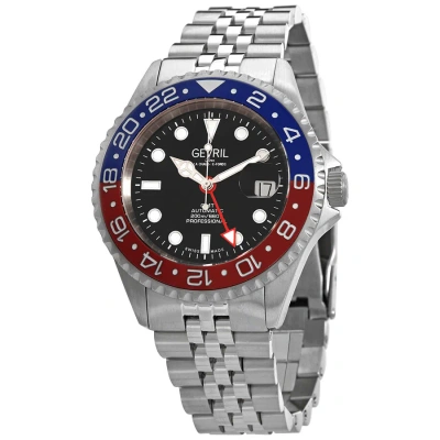 Gevril Wall Street Gmt Black Dial Pepsi Bezel Men's Watch 4952b In Red   / Black / Blue