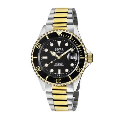Gevril Wallstreet Automatic Black Dial Men's Watch 4855a In Two Tone  / Black / Gold Tone / Yellow