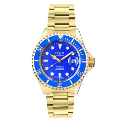 Gevril Wallstreet Automatic Blue Dial Men's Watch 4854a In Blue / Gold Tone / Yellow