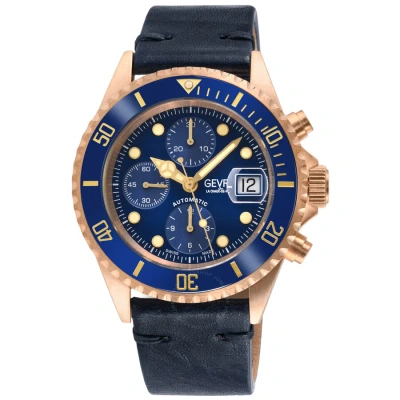 Gevril Wallstreet Chronograph Automatic Blue Dial Men's Watch 4160 In Blue / Bronze / Gold Tone / Rose / Rose Gold Tone