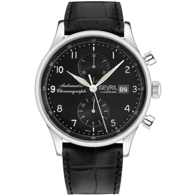 Gevril West Side Chronograph Automatic Black Dial Men's Watch 45500