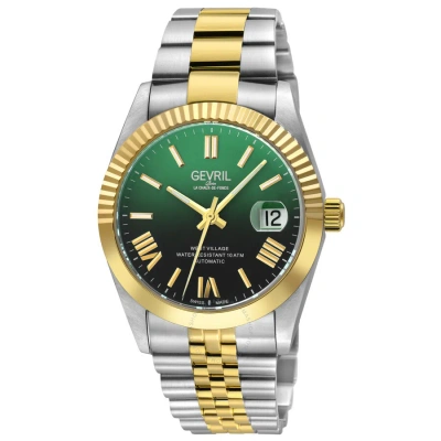 Gevril West Village Fusion Elite Automatic Green Dial Men's Watch 48961b In Two Tone  / Gold Tone / Green / Yellow