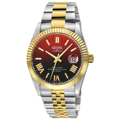 Gevril West Village Fusion Elite Automatic Red Dial Men's Watch 48960b In Red   /  Two Tone  / Gold Tone / Yellow