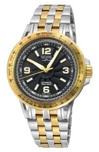 Gevril Wind Master Automatic Bracelet Watch, 44mm In Two Toned Ipyg/silver