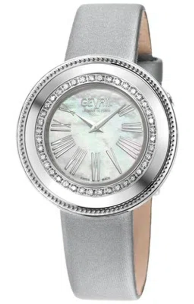 Pre-owned Gevril Women's 12141 Gandria Swiss Quartz Diamond Mop Dial Satin Band Watch