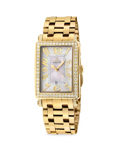 Gevril Women's Avenue Of Americas Mini 25mm Ion Plated Goldtone Stainless Steel, Mother Of Pearl & Diamond In Sapphire