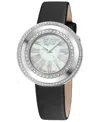 Gevril Women's Gandria Black Leather Watch 36mm In Silver