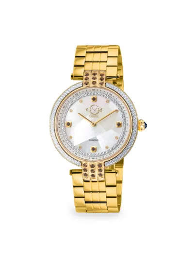Gevril Women's Matera 34mm Stainless Steel & 0.04 Tcw Diamond Studded Bracelet Watch In Gold