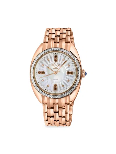 Gevril Women's Palermo 35mm Ip Rose Gold Stainless Steel, Diamond & Gemstone Bracelet Watch