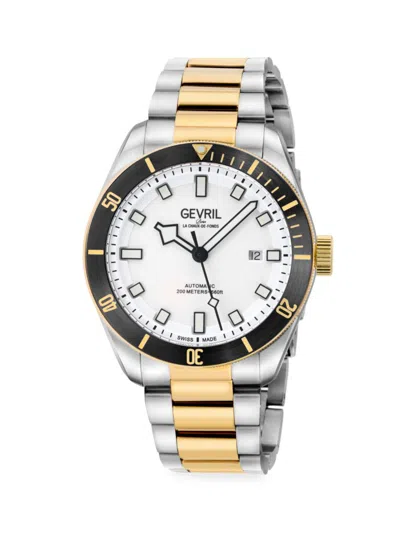 Gevril Yorkville 43mm Two Tone Stainless Steel Bracelet Watch In White