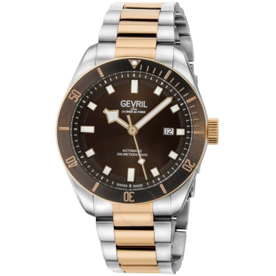 Gevril Yorkville Swiss Automatic Brown Dial Men's Diver Watch 48603 In Two Tone  / Brown / Gold Tone / Rose / Rose Gold Tone