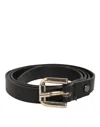 Gf Ferre' Black Leather Slim Gold Tone Buckle Waist Men Belt In Black