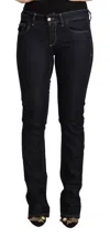 Gf Ferre' Black Cotton Stretch Low Waist Skinny Denim Jeans In Black