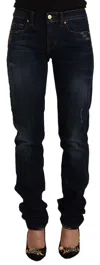 GF FERRE' CHIC MID-WAIST SKINNY JEANS IN DARK BLUE WASH