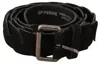 Gf Ferre' Black Wx Silver Tone Buckle Waist Belt