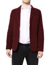 Gf Ferre' Maroon Corduroy Regular Fit Men Coat Blazer Jacket